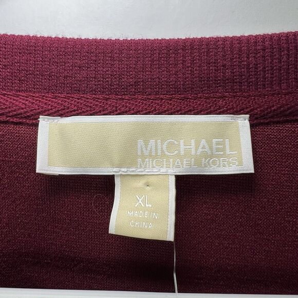 Michael Kors Fleece Sweater Womens Size XL Red Round Neck Oversized Tunic NWT - Picture 9 of 13
